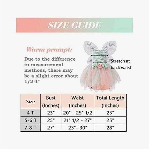 NWT Fairy Costume Dress for Girls, Green Princess Flower Girl Dress, Tutu Dress - Picture 9 of 10